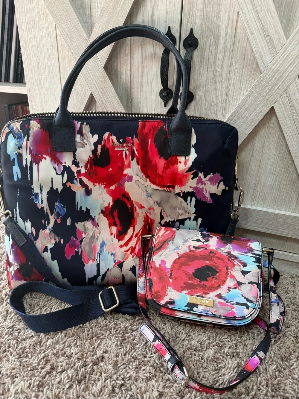 🌸 STUNNING KATE SPADE BLURRY/HAZY FLORAL 2piece MATCHED SET 🌸EUC